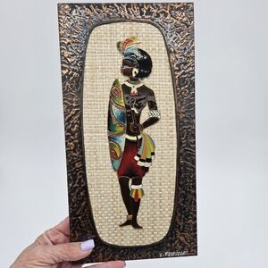 "The Swazi Warrior" Signed Original Cloisonne By Lez Frizelle 1960s African Art